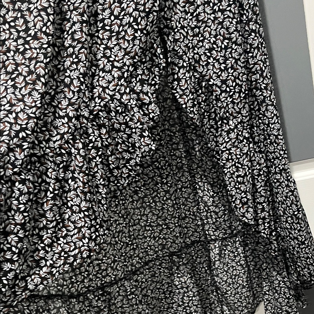 Smocked Black Floral Asymmetrical Maxi Dress - Picture 2 of 5
